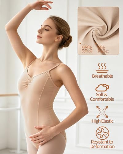 iMuchic Women's Beige Small Leotard for Dance & Ballet Practice