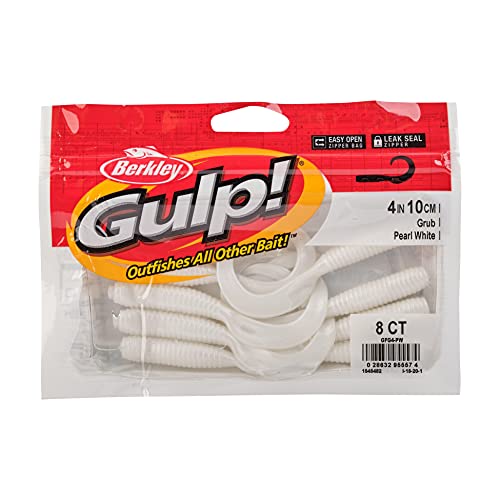 Gulp! Grub Fishing Soft Bait - Pearl White - 4 Pack