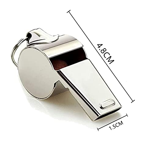 Stainless Steel Sports Whistles with Lanyards - 2 Pack