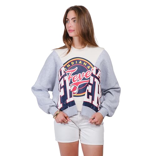 WNBA Women's Super Soft Showtime Crew Sweatshirt - Indiana Fever, Medium, Heather Gray