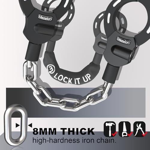 Mezelon Black 8mm Electric Scooter Chain Lock Anti-Theft Security