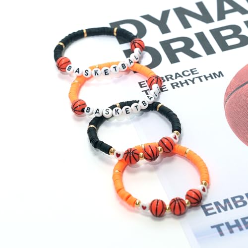 Basketball Sports Charm Bracelets - 40 Pcs Adjustable Beaded Jewelry