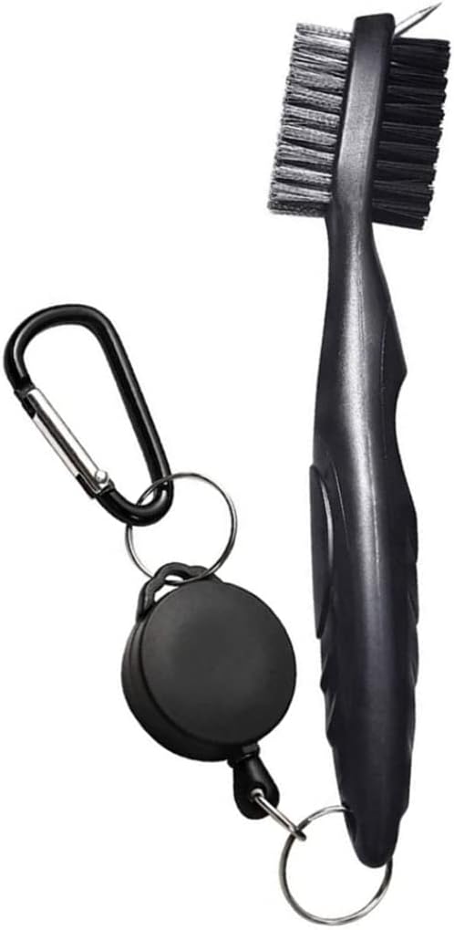 NuRich Tiger Golf Club Groove Brush Cleaner - Lightweight Dual Bristle Tool with Retractable Carabiner