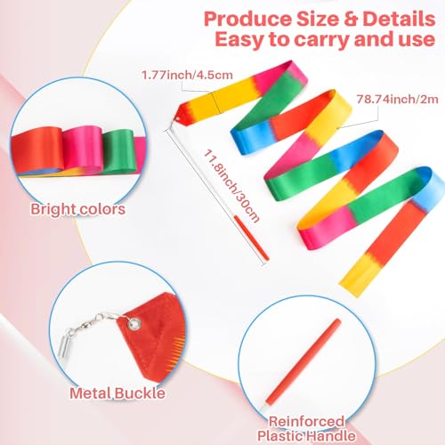 10PCS Dance Ribbons Set - Gymnastics Wand for Artistic Dance, Small