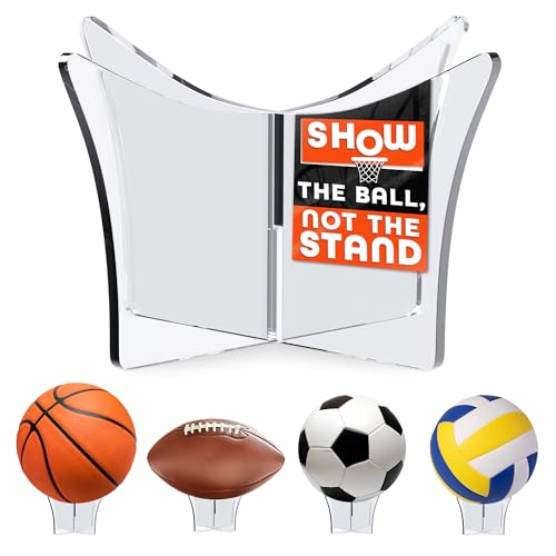 Clear Acrylic Sports Ball Display Stand - X-Frame Holder for Basketball