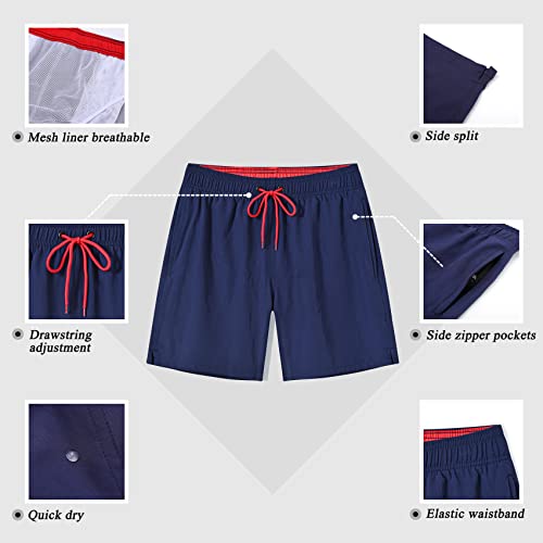 SILKWORLD Men's Quick Dry Swim Trunks Beach Shorts with Pockets Large / MQ18_zip_black