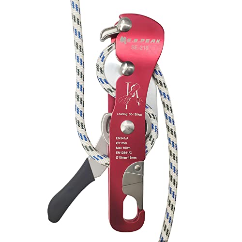S.E.PEAK CE Climbing Self-Braking Descender Anti-Panic Red 10-12.5mm Rope