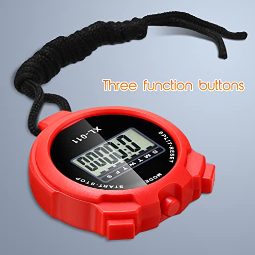 Multi-Function Digital Stopwatch Timer - 12 Pack Black, Blue, Red, Orange