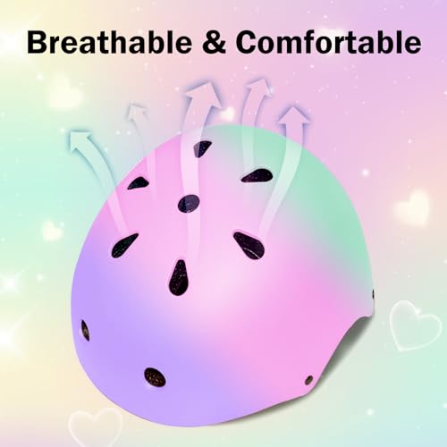 Kids Bike Helmet - Multi-Sport Protection for Ages 2-14 - Purple, Pink, Green