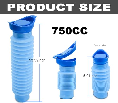 750ML Portable Urinal with Sealed Lid - Collapsible Design for Travel