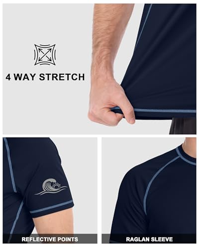 Men's UPF 50+ Quick Dry Swim Shirt - Dark Blue - X-Large