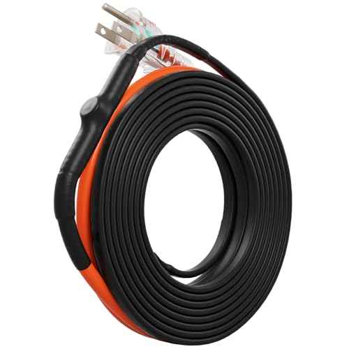 VEVOR Self-Regulating Pipe Heating Cable, 15FT 5W/FT Heat Tape for Pipes Freeze Protection, Water Pipe Heat Cable with Built-in Thermostat Protects PVC Hose, Metal and Plastic Pipe from Freezing