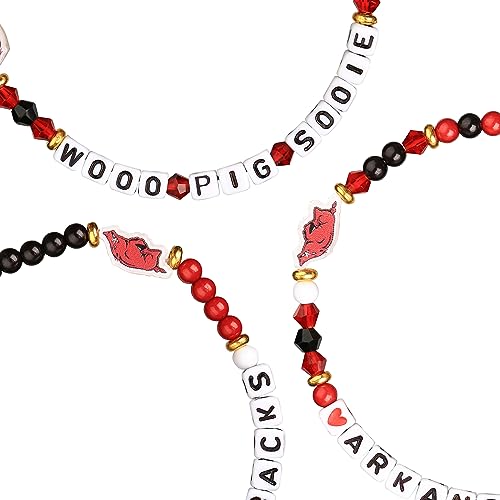 Beaded Friendship Bracelets 3-Pack - Arkansas Razorbacks