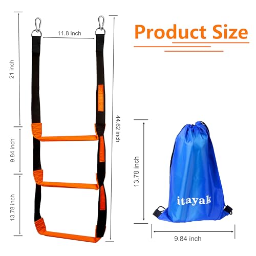Orange 3-Step Heavy Duty Boat Rope Ladder - Marine Climbing Accessory