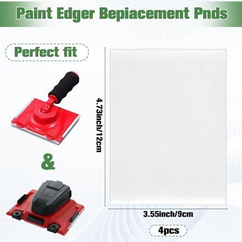 4 Pcs Paint Edger Replacement Pads Paint Edger Pad Refills Edge Painting Tool Pads for Walls Pad Corner Painter and Trim Painting Tool