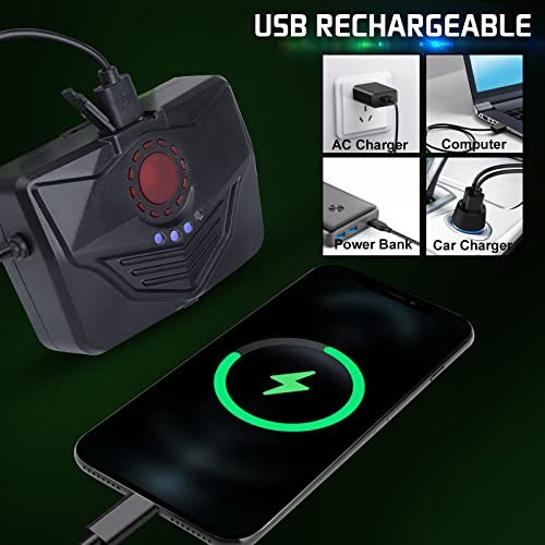 Aikertec Green Rechargeable Headlamp 1500m 8 Modes IPX7, Zoomable USB-C