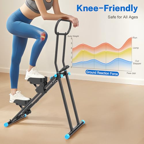 Stair Stepper for Home Workout - Adjustable Resistance & Handlebar - Black