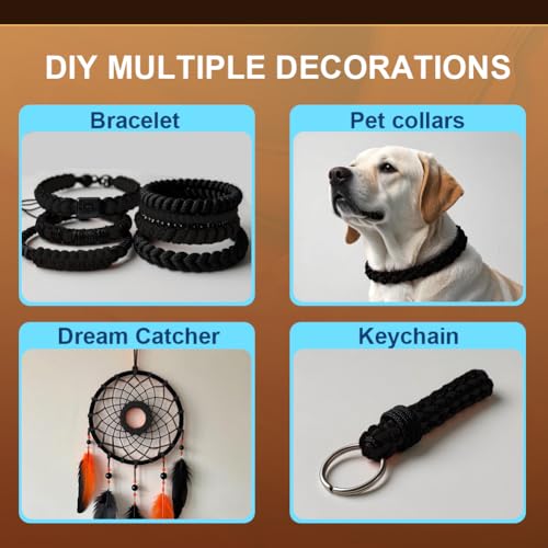 Micro Paracord 1.18mm x 100ft - Black Nylon Cord for DIY Projects