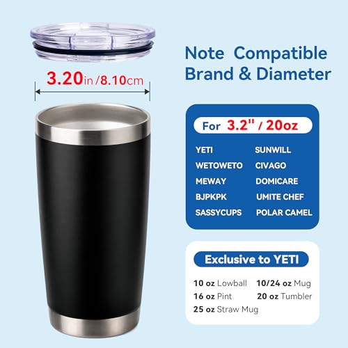 20 oz Tumbler Replacement Lid - Fits YETI, Atlin, SUNWILL - 1 Pack