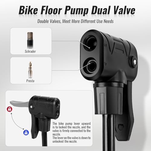 10 Inch Mini Bike Pump - 100PSI Portable Bicycle Inflator