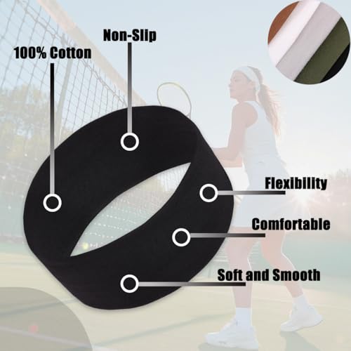 6 Pcs Women's Sports Headbands - Soft Non-Slip Fabric - 6 Colors
