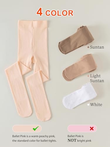 Ultra Soft Ballet Tights for Girls - Ballet Pink, 4-6 Years