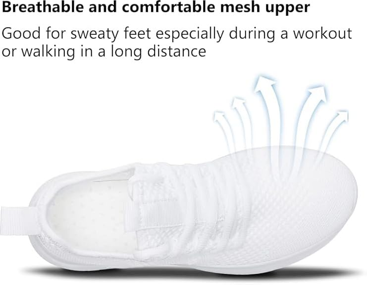 Women White Lightweight Tennis Shoes - Summer Fashion Sneakers Size 8.5