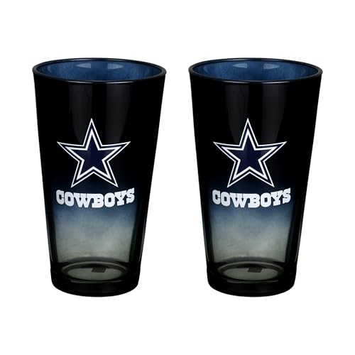 Dallas Cowboys Official Licensed Ombre Pint Glasses 2-Pack - 16oz Collectible Barware