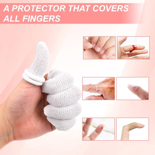 30Pcs Cotton Finger Cots - Reusable Finger Bandage Protector - White