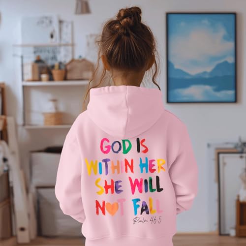 God is Within Her Hoodie - Pink, 11-12 Years - Christian Sweatshirt