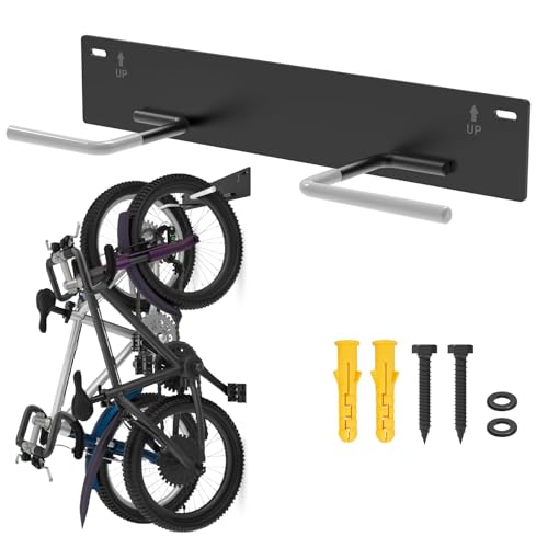 Fat Tire Bike Rack Wall Mount Garage Storage,Fat Tire Bike Storage Rack for Garage,Heavy Duty Fat Tire Bike Wall Mount Hanger Hooks Max 100lbs,Vertical Fat Tire Mountain Bike Rack(Hold 2 Bikes)