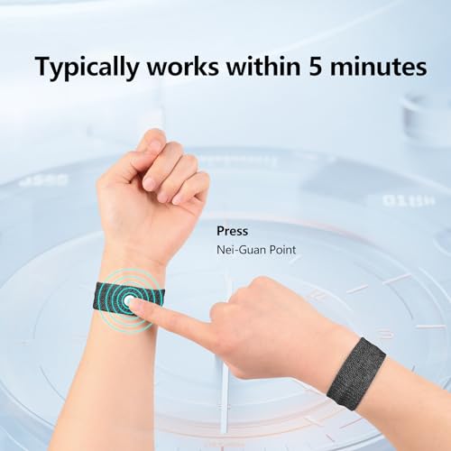 Motion Sickness Wristband - Anti-Nausea Acupressure Relief, Large, 2 Pairs - Black