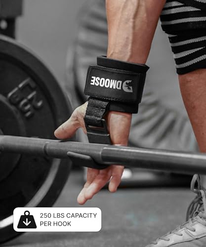 Weight Lifting Hooks with Thick Wrist Padding - Black