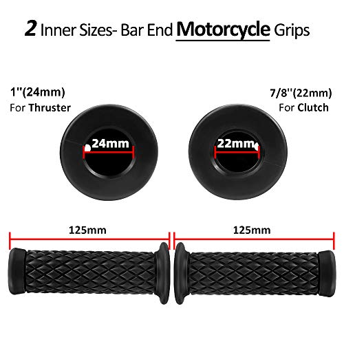 Motorcycle Grips Non Slip Rubber Bar End Thruster Grip 7/8" 22mm 24mm