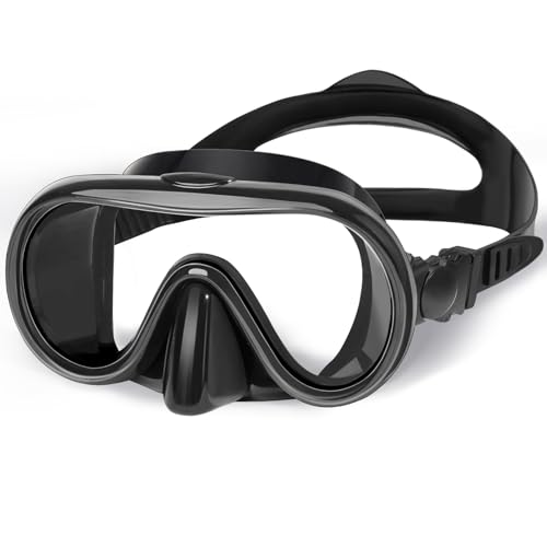 Kids Swim Goggles Mask with Nose Cover - Black L (8-16)