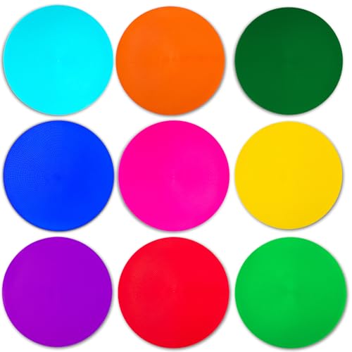 Non-Slip Rubber Floor Markers - 9 Inch Spot Dots, 9 Colors