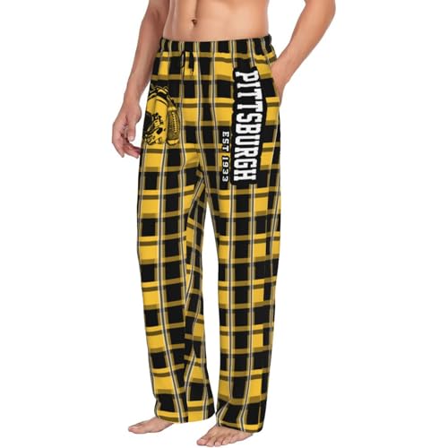 Men's Plaid Pajama Pants with Custom Name & Number - Large Pittsburgh