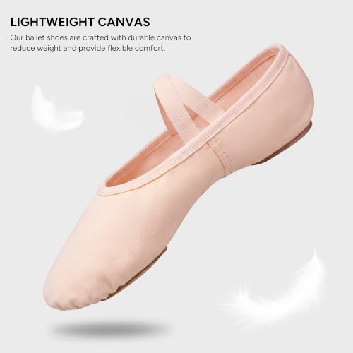 Stelle Ballet Shoes Canvas Ballet Slippers for Women & Girls - Pink, Size 8