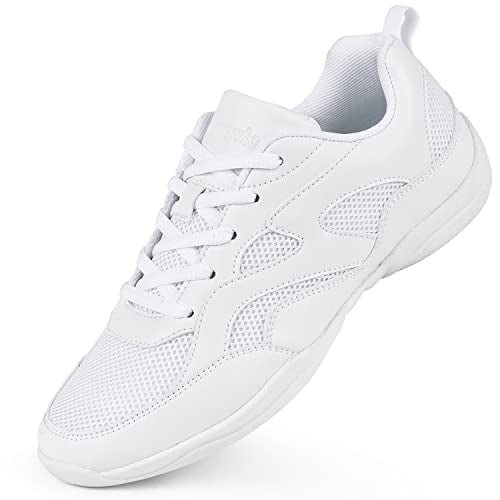 Youth Girls Cheer Shoes - White Cheerleading Athletic Sneakers