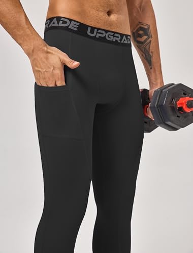 Men's Compression Workout Pants - Quick Dry Thermal Leggings - Black, XX-Large