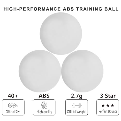 3 Star Ping Pong Balls - High Performance ABS, Pack of 20 White