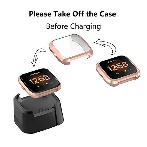 4-Pack Screen Protector Case for Fitbit Versa Lite Edition - Clear, Black, Silver, Rose Gold