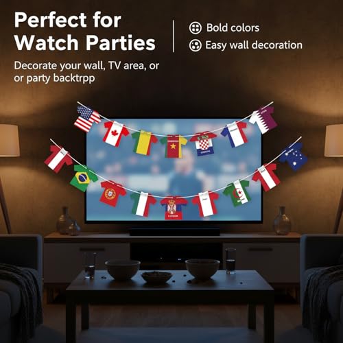2026 World Cup Jersey Flag Bunting - 50 Pcs International Flags