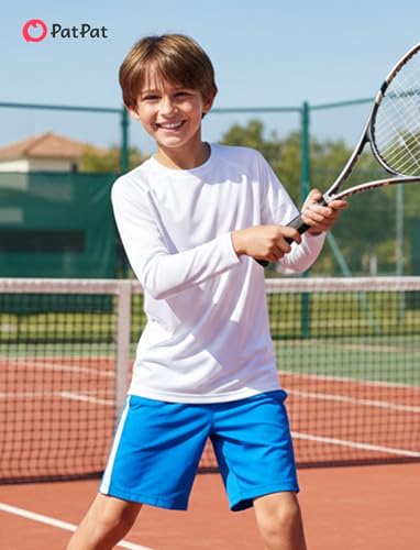 Boys UPF 50+ Long Sleeve Rash Guard Swim Shirt - White, 5-6 Years