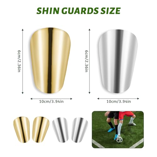 Mini Soccer Shin Guards for Kids & Teens - 2 Pairs, 3.9x2.3 Inch