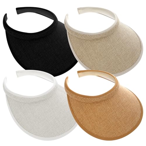 Rthjsfj 4-Pack Slip-On Wide Brim Sun Visor Hats for Women UV Protection (Multi)