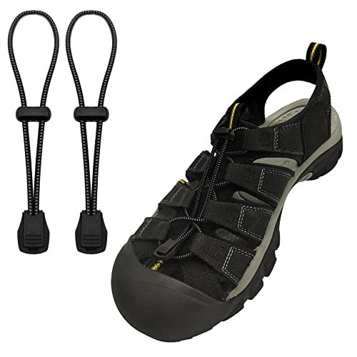 Elastic No Tie Shoe Laces - Replacement for Keen Sandal - Black