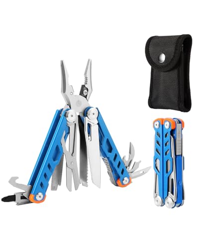 Ecrekhom Blue 15-in-1 Multi-Tool Pliers with Safety Lock & Sheath