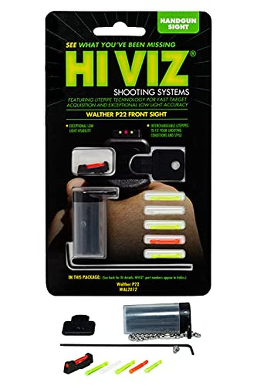 HIVIZ Walther P22 Frnt Sight Intrchg, Green,White,Red