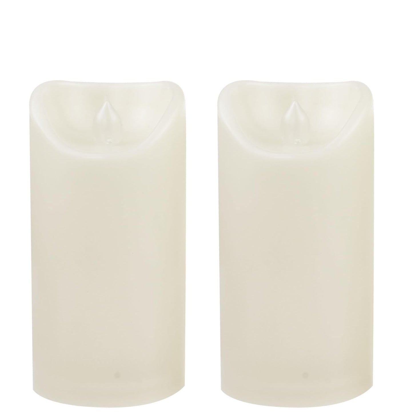Waterproof Outdoor Battery Operated Flameless Candles with Auto Timer Flickering Plastic Resin Electric LED Pillar Lights for Lantern Patio Garden Wedding Party Decorations 3x6 Inches Ivory 2 Pack